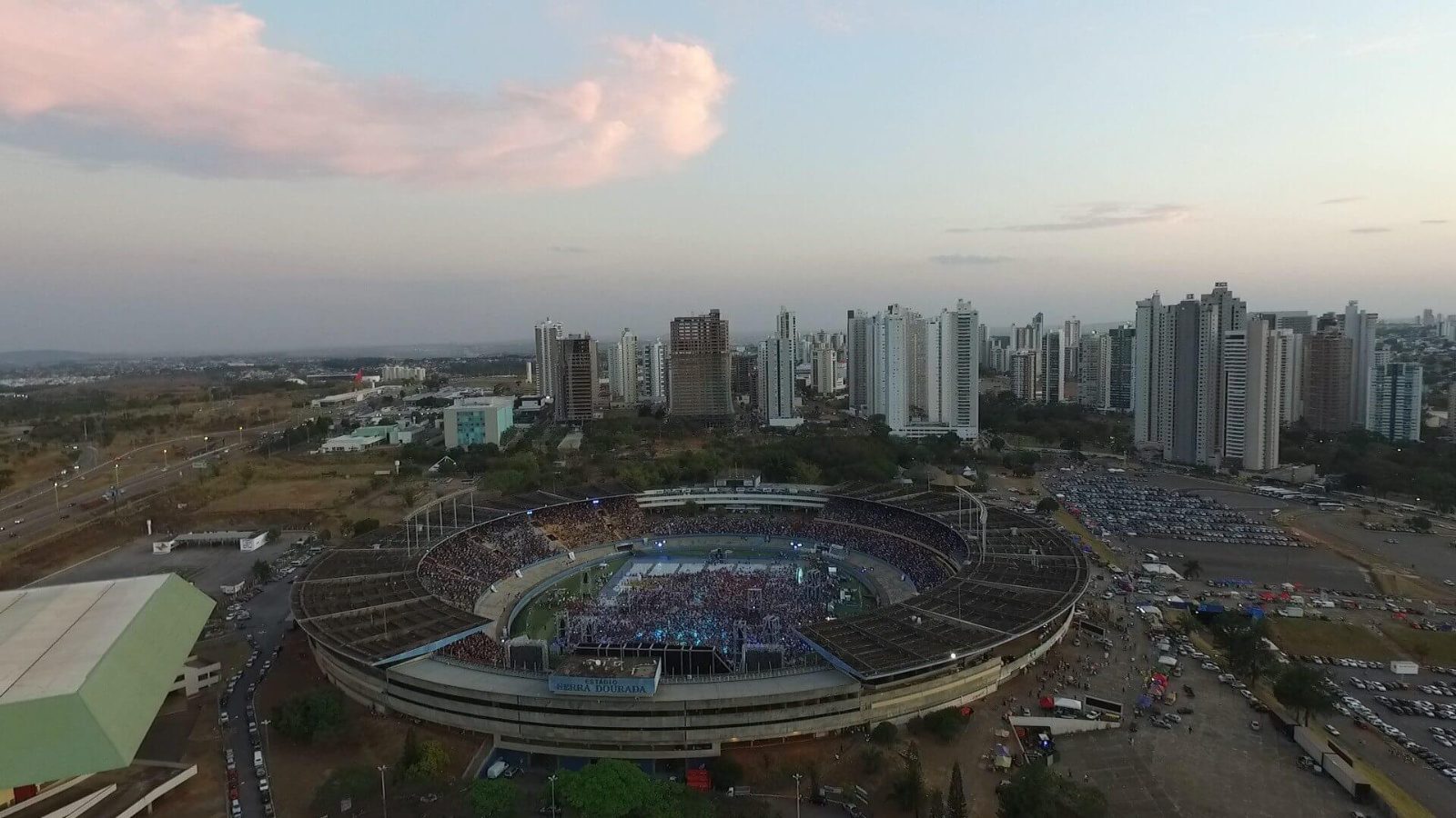 Estrutura de evento — vista aérea